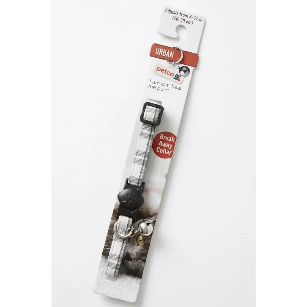 NWT Petco Plaid Pet Cat Collar Breakaway Clasp with Bell